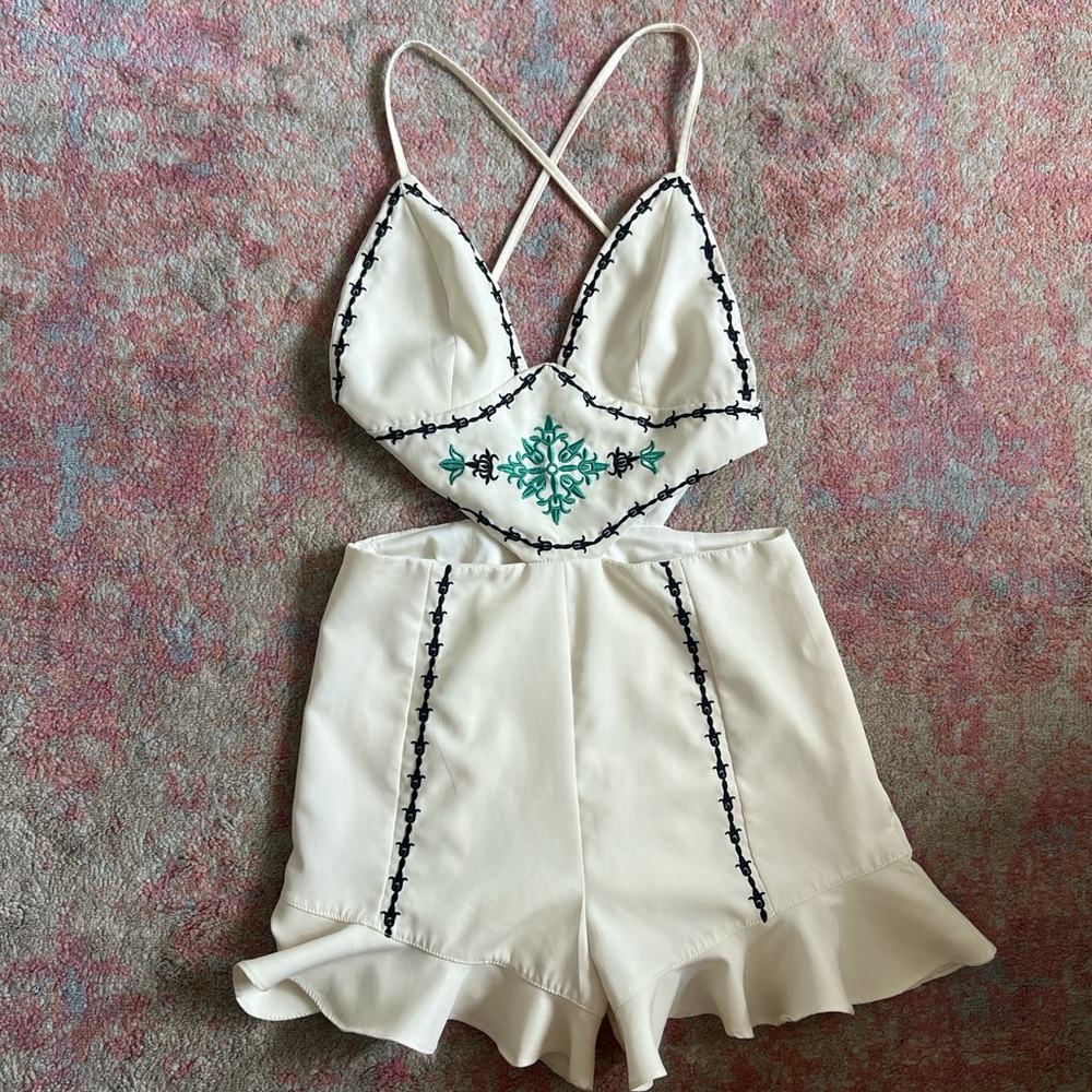 Embroidered White Romper